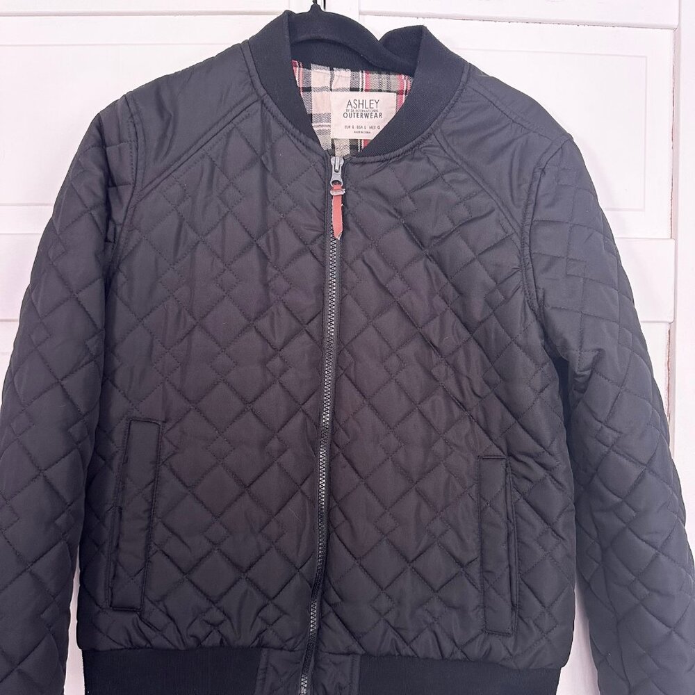 Ashley by 26 Quilted Bomber Jacket in Black, Size Large